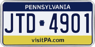PA license plate JTD4901