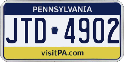 PA license plate JTD4902