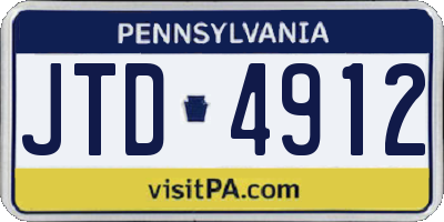 PA license plate JTD4912