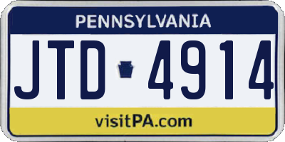 PA license plate JTD4914