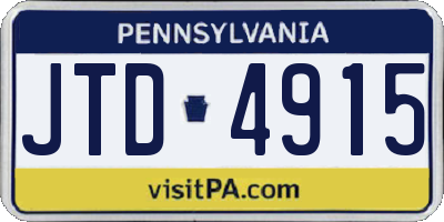 PA license plate JTD4915