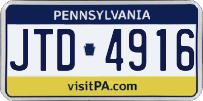 PA license plate JTD4916