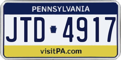 PA license plate JTD4917