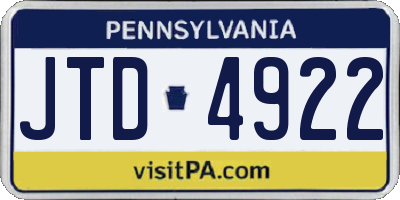 PA license plate JTD4922