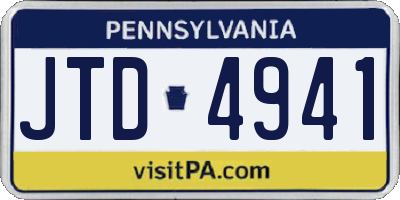 PA license plate JTD4941