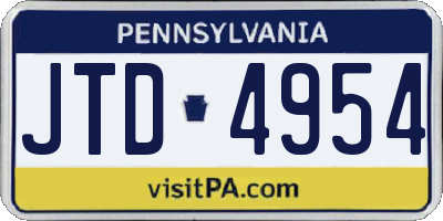 PA license plate JTD4954