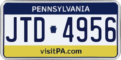PA license plate JTD4956