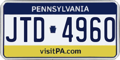 PA license plate JTD4960
