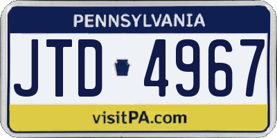 PA license plate JTD4967