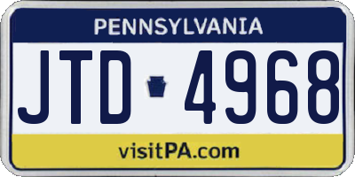 PA license plate JTD4968