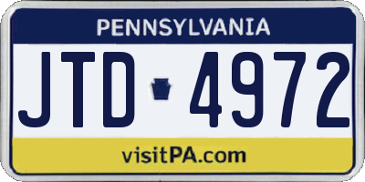 PA license plate JTD4972
