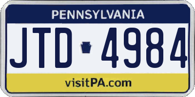 PA license plate JTD4984