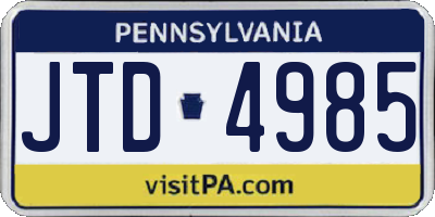 PA license plate JTD4985