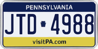PA license plate JTD4988
