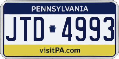 PA license plate JTD4993