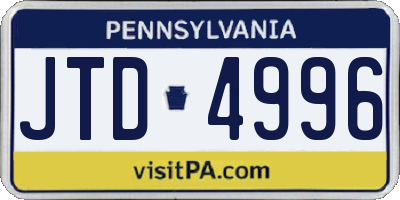 PA license plate JTD4996