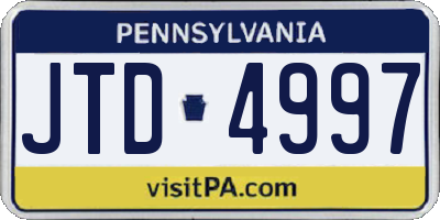 PA license plate JTD4997