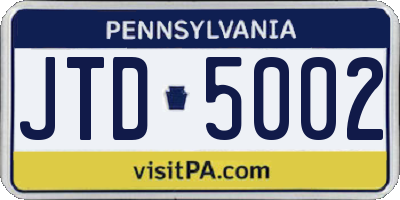 PA license plate JTD5002