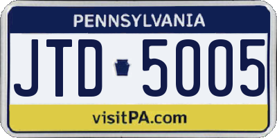 PA license plate JTD5005