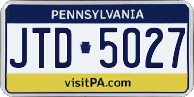 PA license plate JTD5027