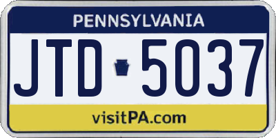 PA license plate JTD5037