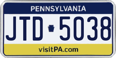 PA license plate JTD5038