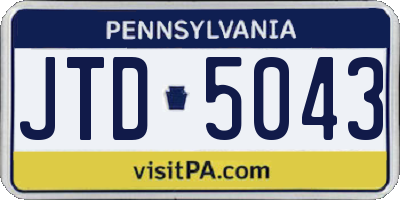 PA license plate JTD5043