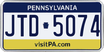 PA license plate JTD5074