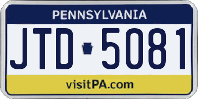PA license plate JTD5081