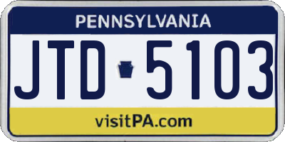 PA license plate JTD5103