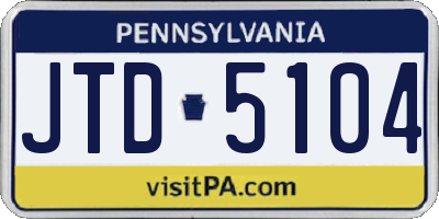 PA license plate JTD5104