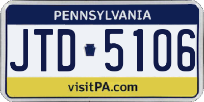 PA license plate JTD5106