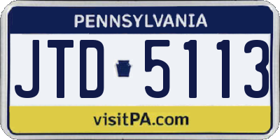 PA license plate JTD5113
