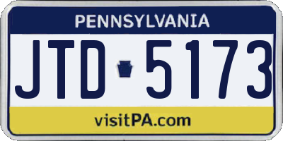PA license plate JTD5173
