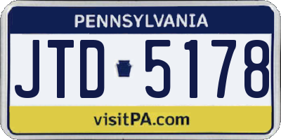 PA license plate JTD5178