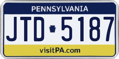 PA license plate JTD5187