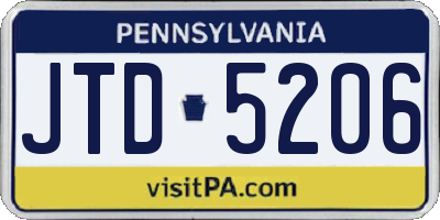 PA license plate JTD5206