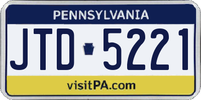 PA license plate JTD5221