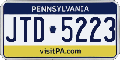 PA license plate JTD5223