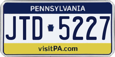 PA license plate JTD5227