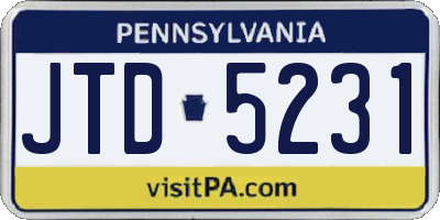 PA license plate JTD5231