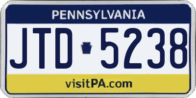 PA license plate JTD5238