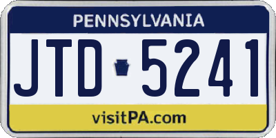 PA license plate JTD5241