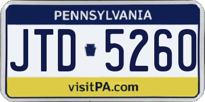 PA license plate JTD5260