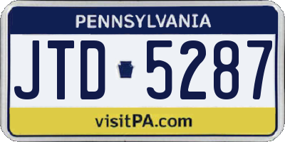 PA license plate JTD5287
