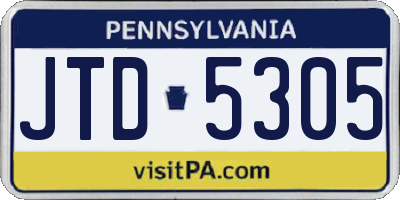 PA license plate JTD5305