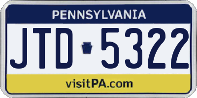 PA license plate JTD5322