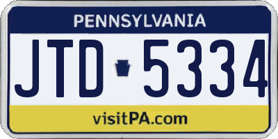 PA license plate JTD5334