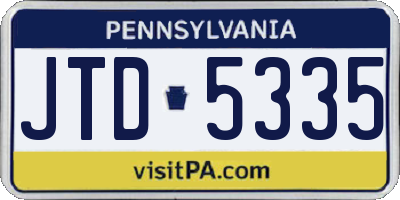 PA license plate JTD5335