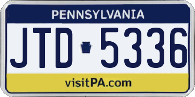 PA license plate JTD5336